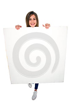 Teenage girl with white panel