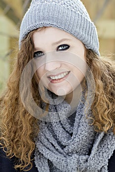 Teenage girl in Winter closeup