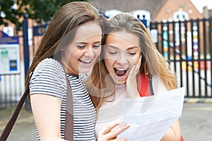 Teenage Girls Celebrating Exam Results photo