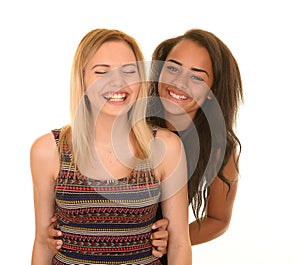 Teenage girls giggling