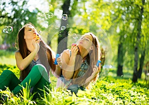 Teenage girls having fun outdoors