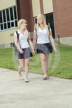 Teenage girls having fun outdoors