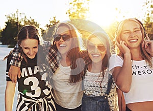 Teenage girls laughing photo