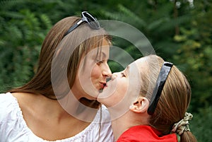 Teenage girls playing outdoors