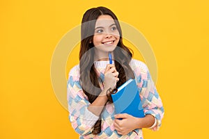 Teenage school girl with books. Schoolgirl student.