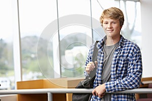 Teenage student boy indoors