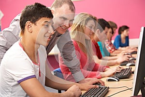 Teenage Students In IT Class Using Computers