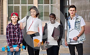 Teenage students close to university