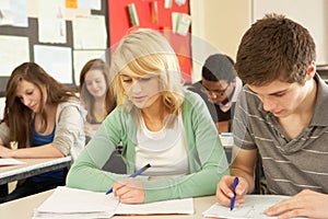Teenage Students Studying