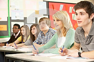 Teenage Students Studying