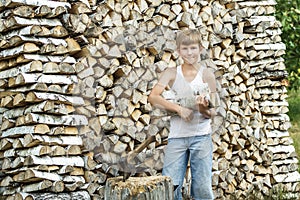 Teenage timberjack harvester at work