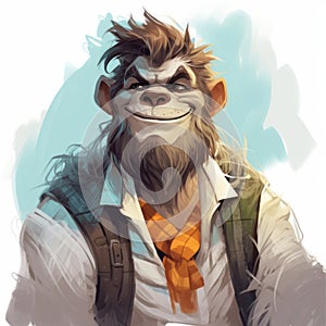 Teenage Yeti Sketch With Monkey Character In Ross Tran Style