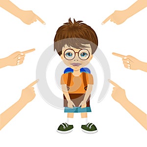 Teenager boy being accused with fingers