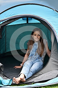 Teenager at camping vacations