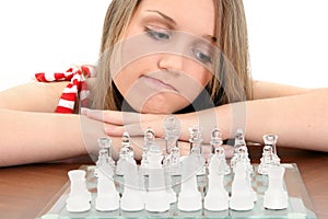 Teenager and chess set