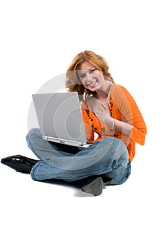 Teenager with a computer