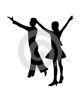 A teenager couple dancing bodies silhouette vector photo
