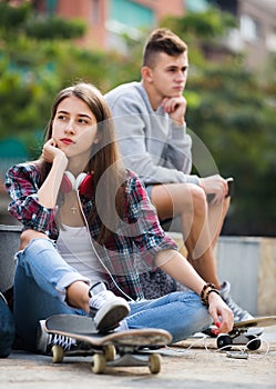 Teenager couple having an argue