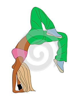 Teenager dancer hip hop, breakdance outline vector