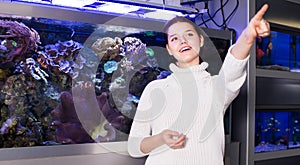 Teenager display other variety aquariums