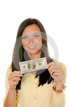 Teenager with dollar banknote