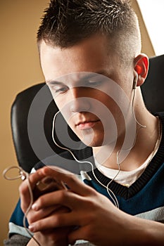 Teenager with earphones