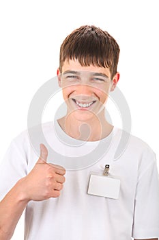 Teenager with Empty Badge