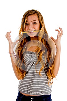 Teenager in excitment pose