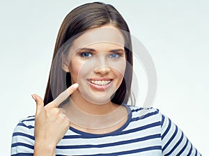 Teenager face portrait with braces.