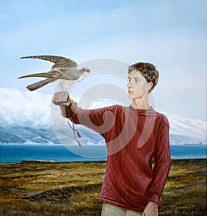 Teenager with a falcon