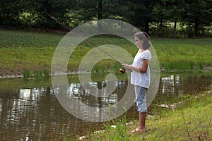 Teenager fishing on river