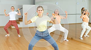 Teenager girl dancing in dance center