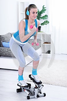 Teenager girl exercising
