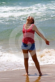 Teenager Girl on a Seashore