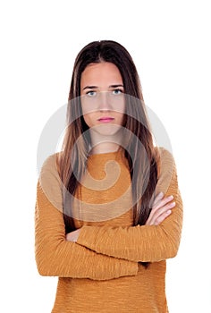 Teenager girl with serious gesture