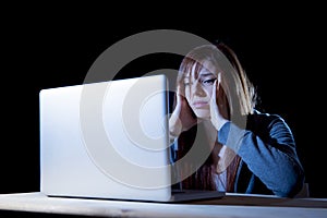 Teenager girl suffering cyberbullying scared and depressed exposed to cyber bullying and internet harassment