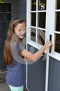 Teenager girl at summer house