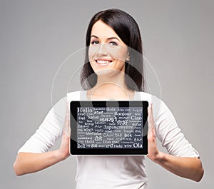 Teenager girl with a tablet computer