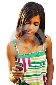 Teenager girl typing sms