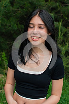 Teenager girl or young woman smiling or laughing happy portrait