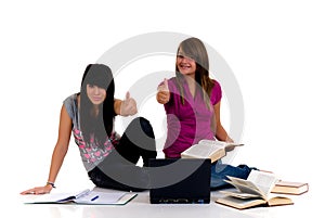 Teenager girls studying