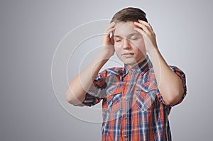 Teenager on gray-white background