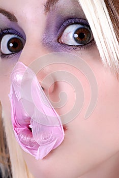 Teenager With Gum on Face