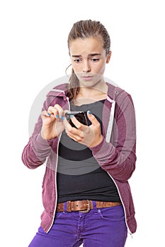 Teenager hacks on her smart phone