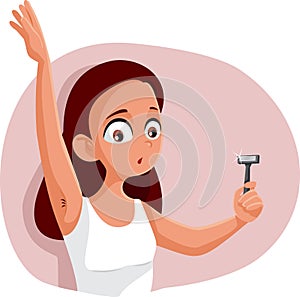 Teen Girl Shaving Armpit Vector Cartoon Illustration photo