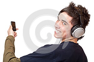 Teenager with headphone and mp3 player