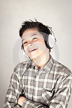 Teenager with headphones photo