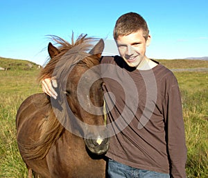 Teenager with Icelandic horse