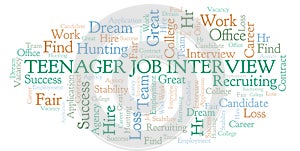Teenager Job Interview word cloud.