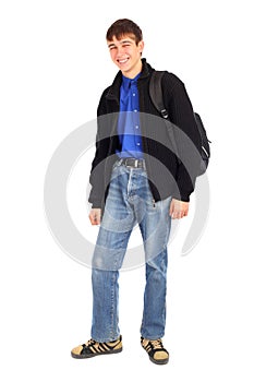Teenager with knapsack